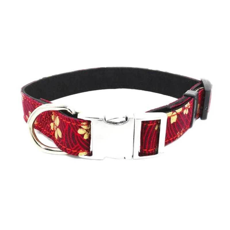 Red Print collar Ошейник для собаки поводок бант с надписями цветочный Флаг для Чихуахуа Мопс маленький средний большой собаки высокое качество Новинка - Цвет: Red Print collar