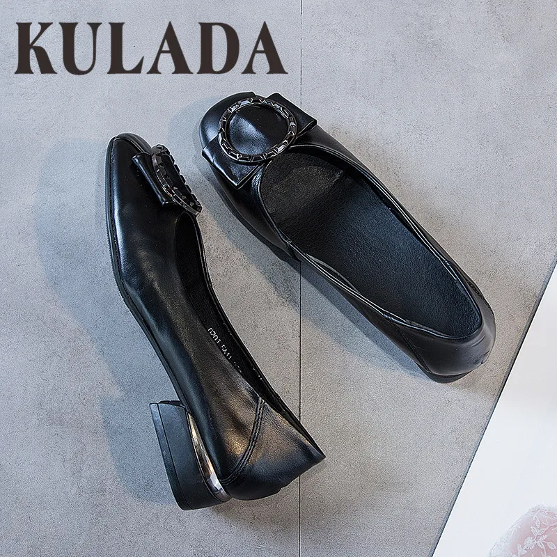 Женские слипоны из натуральной кожи KULADA однотонные лоферы мягкой классические