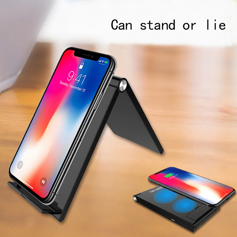 Портативное Qi Беспроводное складное зарядное устройство для iPhone X 8 Samsung S9 S8 Note Phone