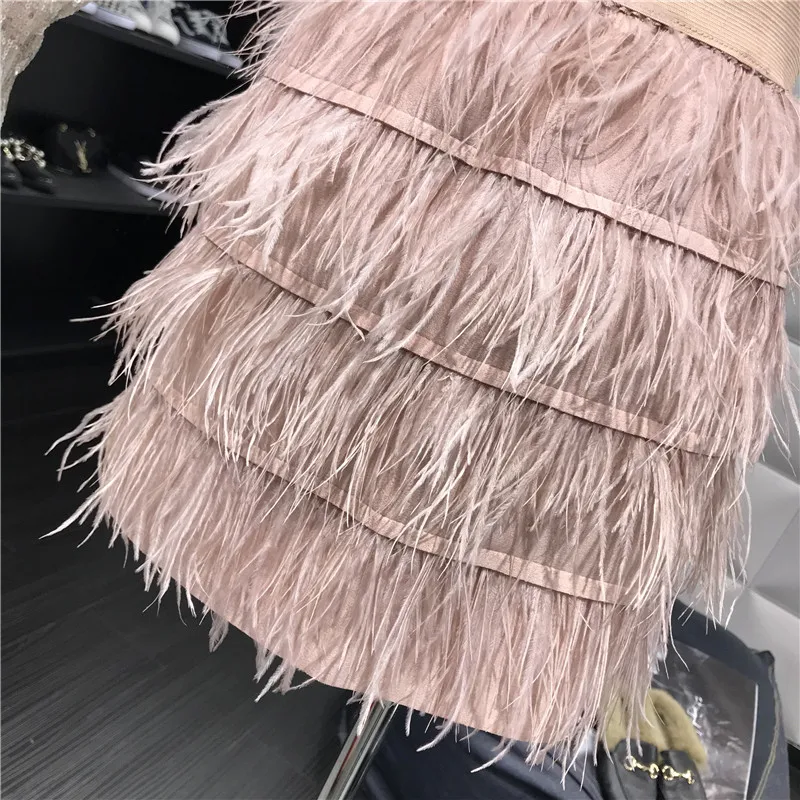 Korobov Femininos Vestido Elegant Feathers Tassel Patchwork Skirts Elastics Waist Cake Skirt 2019 New Arrivel Saia 76834 | Женская