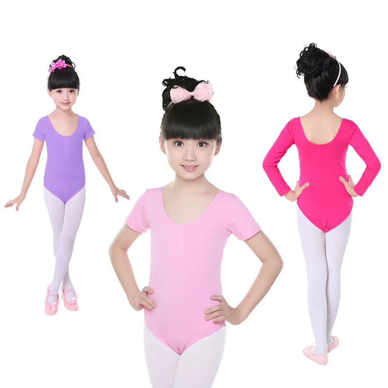 Гимнастическое трико для девочек балерины с коротким рукавом Детские хлопковые