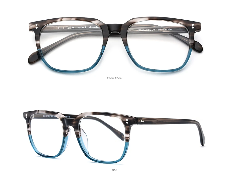 Acetate Eyeglasses Frame Men Square Prescription Glasses New Men's Male Myopia Optical Frames Clear Spectacles Eyewear 9114