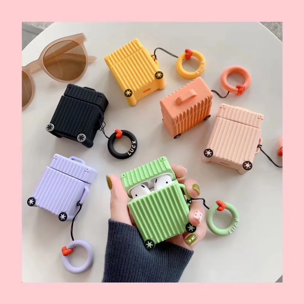 Для AirPods Модный милый чемодан багажный чехол для Apple Airpods 2 защитный наушников с