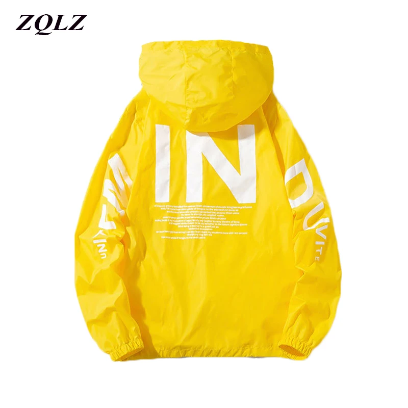 

ZQLZ 2021 Women Windbreaker Jacket Women Fashion Print Letter Hooded Jacket Basic Jackets Plus Size 5xl Coats Female