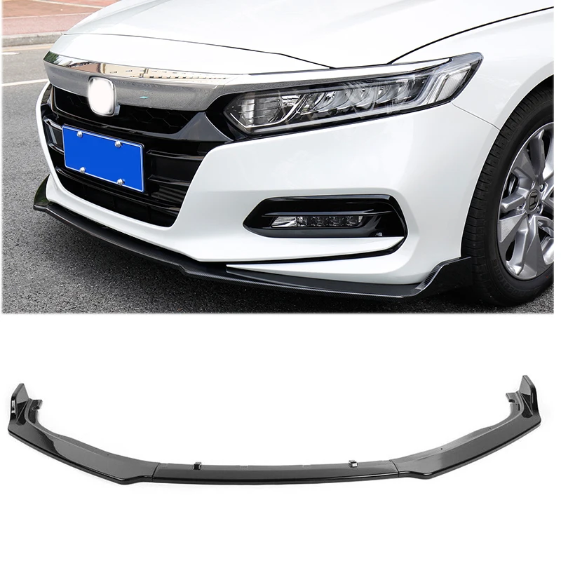 Gloss black 3 шт. переднего бампера для губ Защитная Крышка Honda Accord 10th поколения 10 Gen углерода волокно стиль/черный глянец - Цвет: Gloss black
