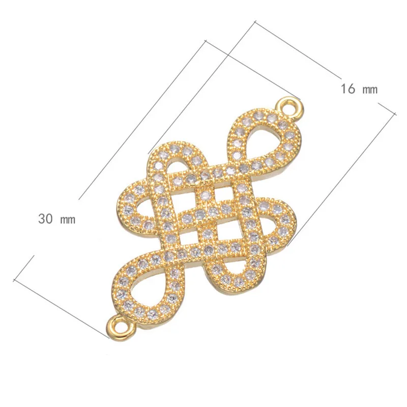 

Luxury Cubic Zirconia Bracelet Connector 30*16mm Chinese Knot Shape Bracelet Connector With Micro Pave Accessories CHF533