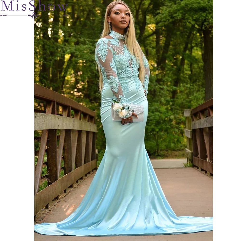 2019 Аппликация Длинные пикантные элегантные платья для выпускного с длинным