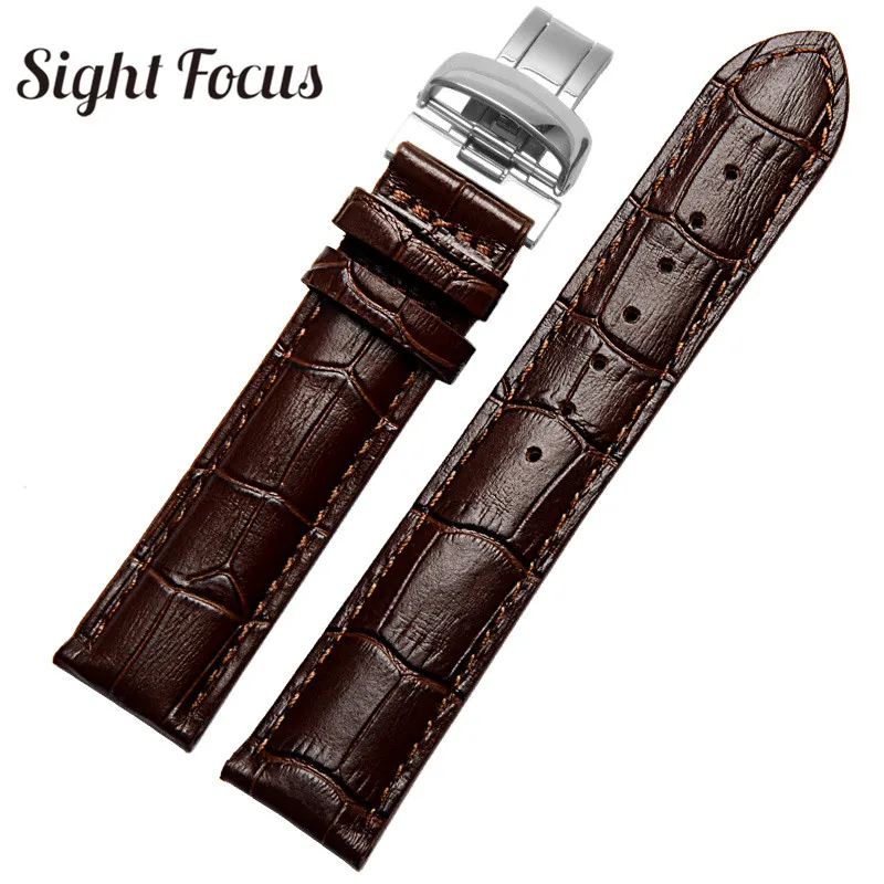 18, 19, 20, 22 мм, 1853 Ремешки для наручных часов Tissot, аксессуары для часов PRC200, T41, ремешок для наручных часов из воловьей кожи, мужской черный, коричневый ремень - Цвет ремешка: Brown Silver