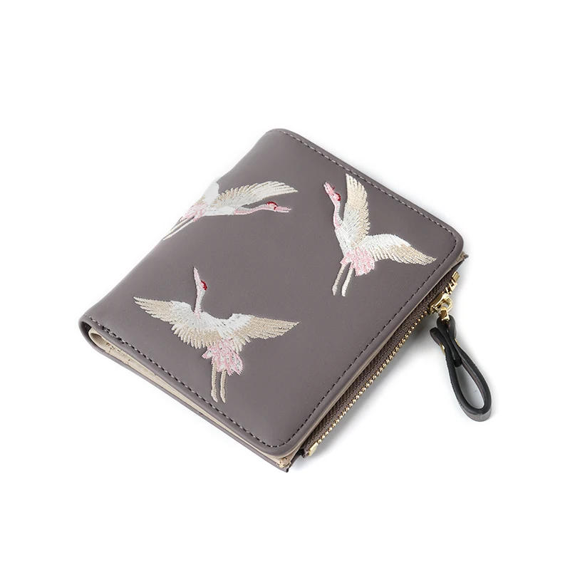 Mihaivina Модный женский маленький кошелек короткий Однотонный женский клатч Carteras Flamingo на молнии и застежке Женский кошелек для монет кошелек для карт подарок - Цвет: gray