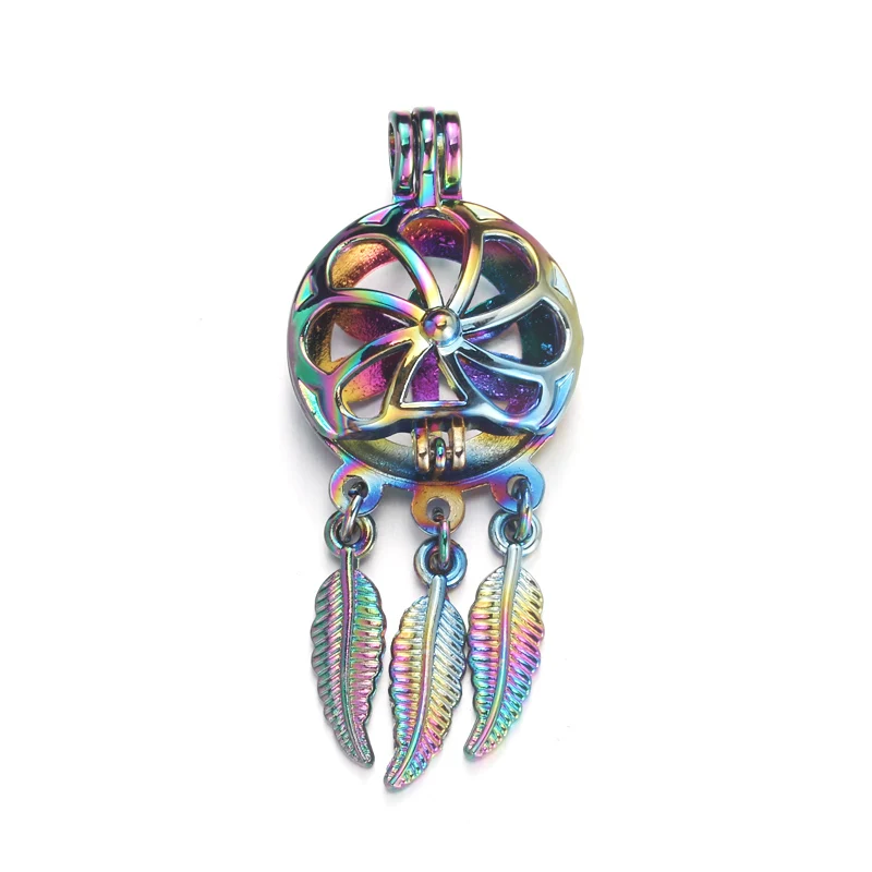 4 шт./лот Радужный Цвет Сова Ловец снов жемчужное колье с кулоном в виде клетки