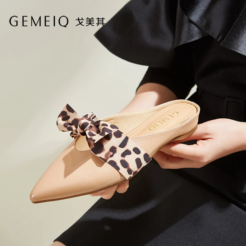 GEMEIQ/2019 г. Новые летние женские шлепанцы на плоской подошве с бантиком модная