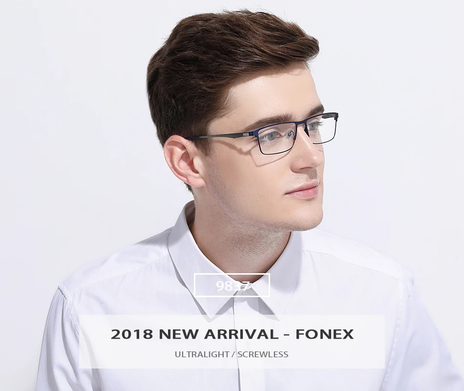 FONEX сплав очки рамки для мужчин Сверхлегкий квадратный близорукость по рецепту оправы для очков металл полный оптический Безвинтовые очки