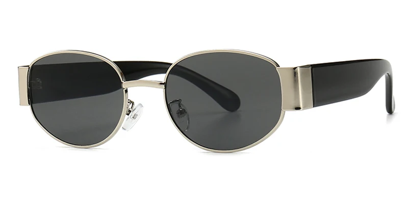 silver with black Peekaboo женские Овальные Солнцезащитные очки Мужские стимпанк золотые красные зеленые женские ретро очки металлическая оправа летние модные аксессуары - Цвет линз: silver with black