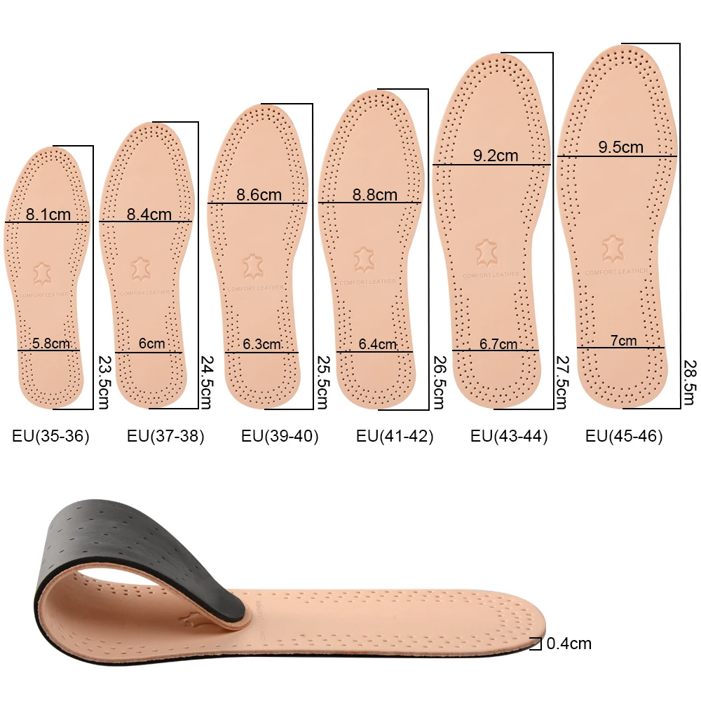 

Ultra Thin Cowskin Leather Insoles for Women Men Shoes Breathable Deodorant Pads Sweat-Absorant Soles Cushion Foot Care Inserts
