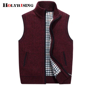 Мужской свитер Holyrising, жилет, повседневная трикотажная одежда без рукавов, теплые свитера, мужские Жакеты на молнии, однотонные мужские пальто 18318-5