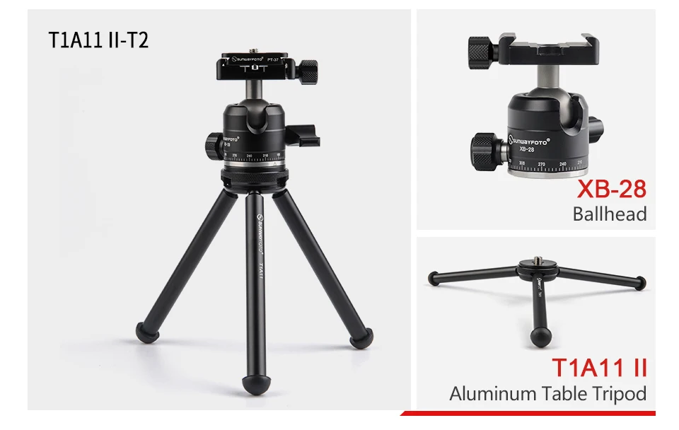 SUNWAYFOTO T1A11 II Профессиональный мини планшет Настольный штатив подставка для мини камеры смартфон штатив DLSR с креплением аксессуары