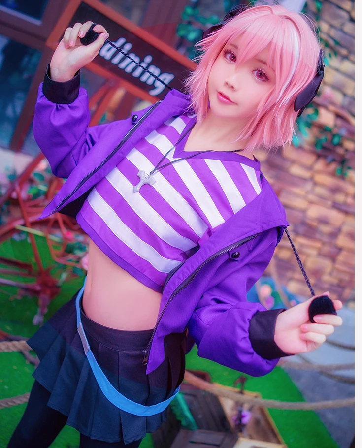 Astolfo Fate Grand Order Косплей Аниме apocripha FGO Косплей Костюм Униформа куртка+ футболка+ юбки