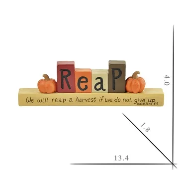 Reap Block on Incription Base Pumpkin Harvest Figurine Fairy Garden Decoration with Encourangement words Never Give up | Дом и сад