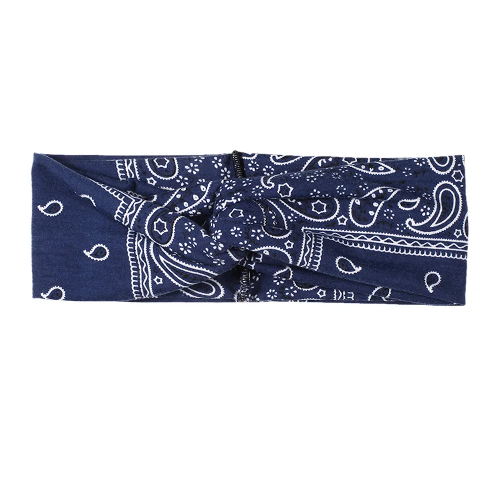dark blue Новинка, хит, корейский стиль, женские повязки для волос с принтом, модные, корейский узор, 5 цветов, женские повязки на голову, вязанные, мягкие, с цветочным рисунком, повязки на голову - Цвет: dark blue