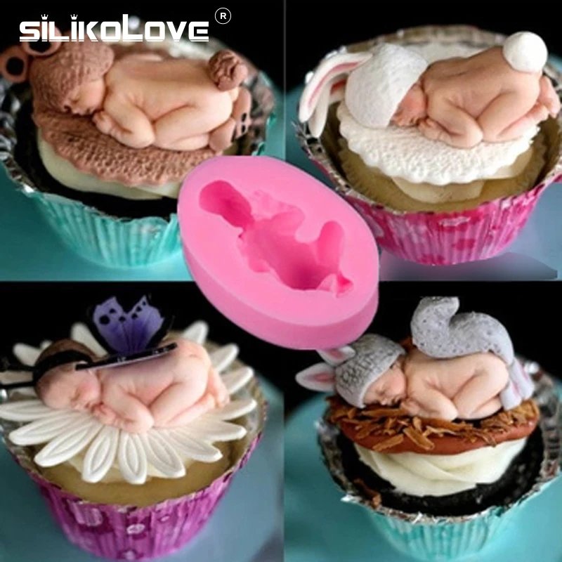 SILIKOLOVE 1 шт. силиконовая 3D помадка милый Спящий ребенок ручной работы форма для полимерной глины мыло Младенческая форма душ украшения торта инструменты