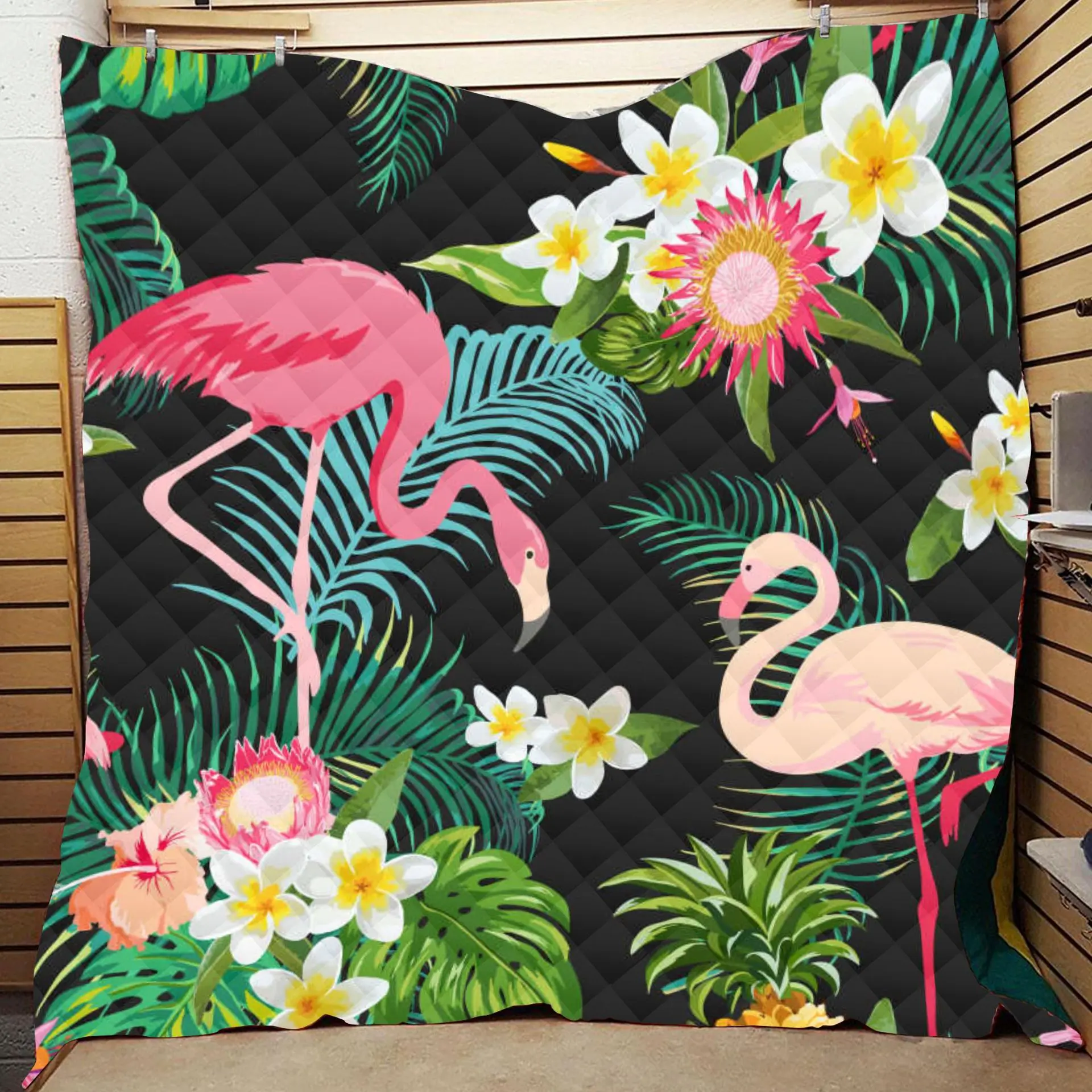 Летнее одеяло с принтом в виде фламинго и зеленых листьев | Дом сад