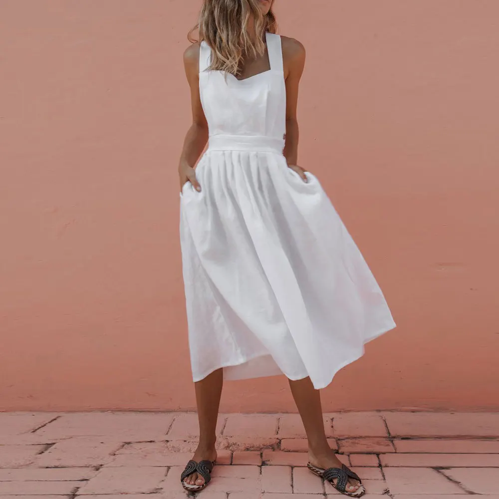 WildPinky Спинки Крест лук платье миди красное Сексуальная рукавов Кнопки повязку на