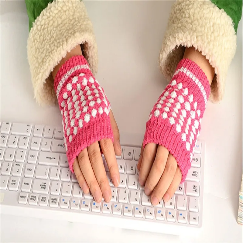 Модные вязаные женские перчатки без пальцев модные зимние теплые с открытыми