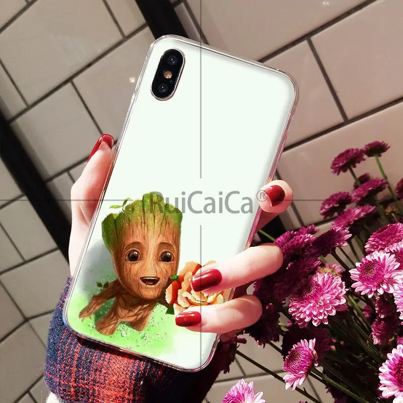 Ruicaica I AM Groot TPU Мягкий силиконовый прозрачный чехол для телефона iPhone 5 5Sx 6 7 7plus 8 8Plus X