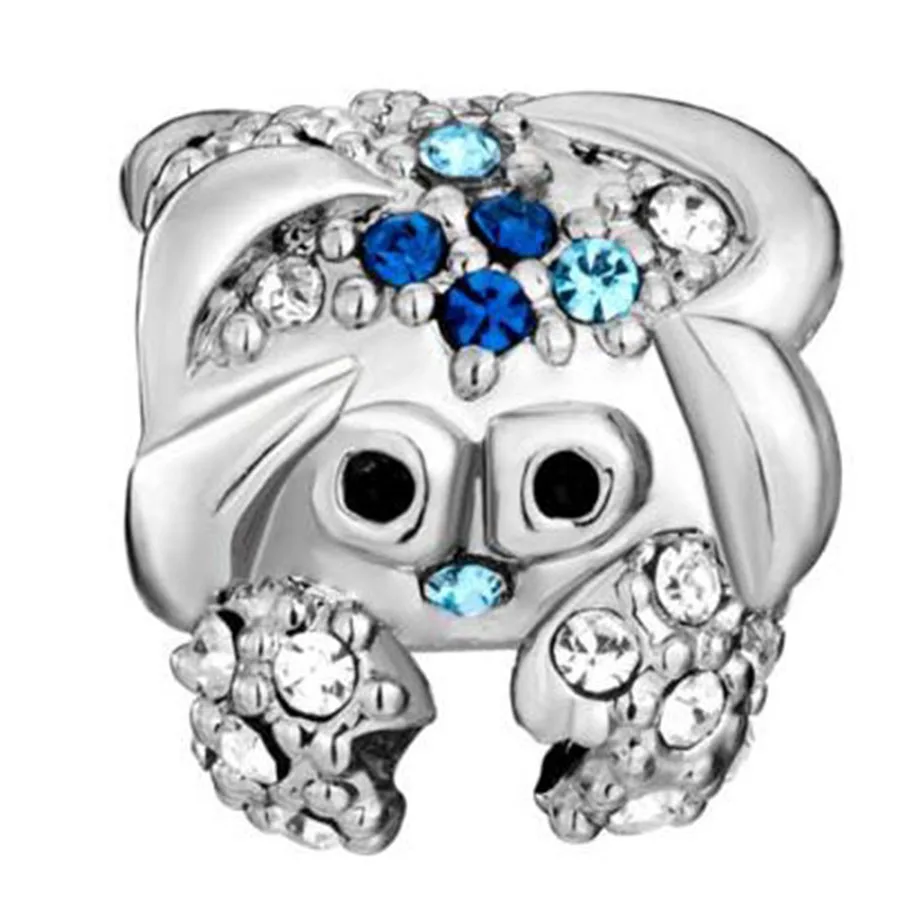 Подходят для браслетов Pandora синий прозрачный кристалл милый Краб бусин шармы