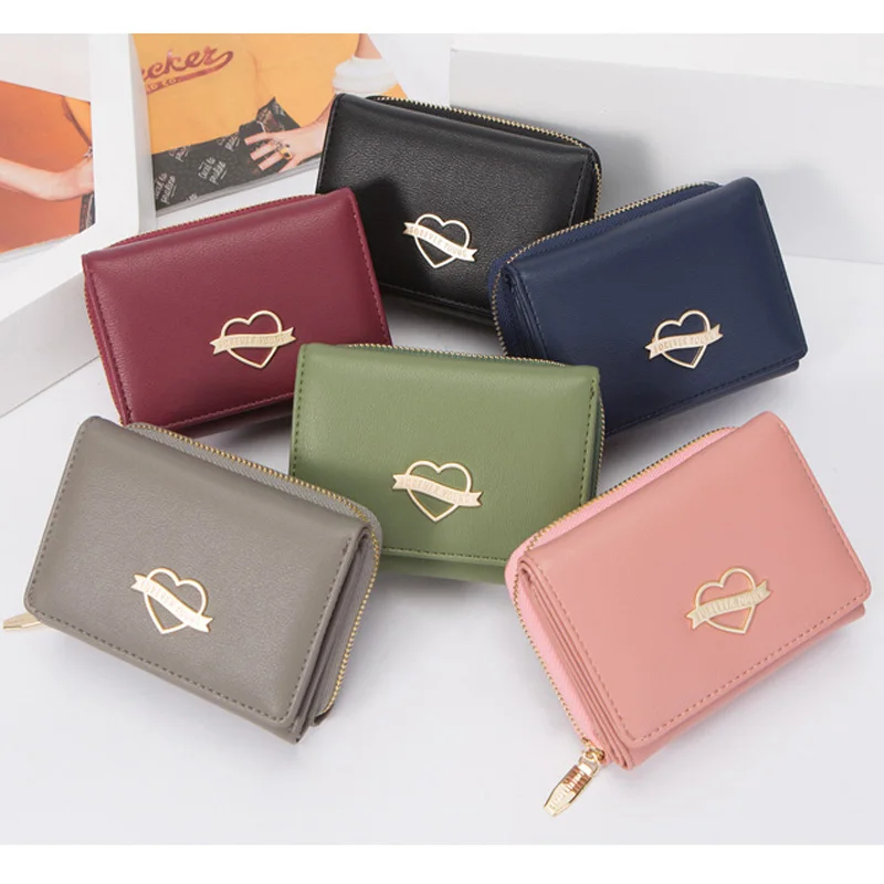WEICHEN Trifold маленький кошелек для женщин с сердечком женские кошельки женский