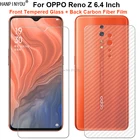 1 комплект = мягкая задняя пленка из углеродного волокна для OPPO Reno Z 6,4 дюйма + ультратонкое прозрачное закаленное стекло премиум-класса для переднего экрана