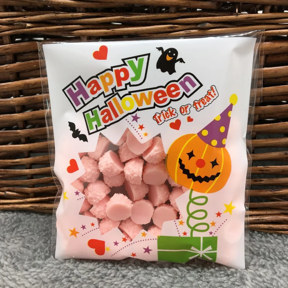 50 шт. и надписью "Happy Halloween" печенья конфеты сумки упаковки хлеба самоклеющиеся полиэтиленовые пакеты для печенья и закусок выпечки посылка 10X10+ 3 см