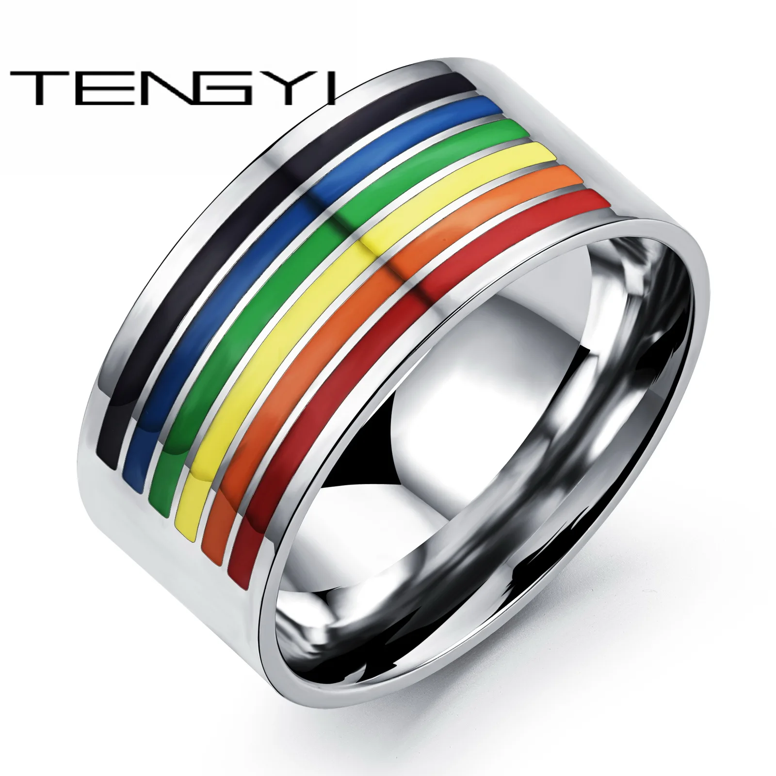 Фото TENGYI красочные Радуга кольца для Для мужчин и женщин унисекс вечерние Юбилей