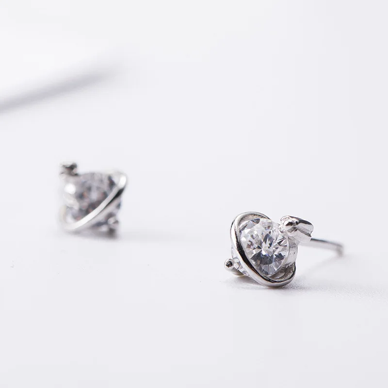 Простые серьги planet zircon 100% Стерлинговое Серебро 925 пробы модные гипоаллергенные