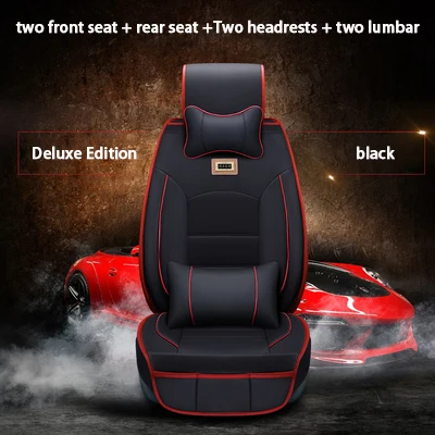 Deluxe Edition Новые роскошные кожаные сиденья включает в себя передние и задние полный комплект Универсальный 5 местный четыре сезона автокресло - Название цвета: Deluxe Edition