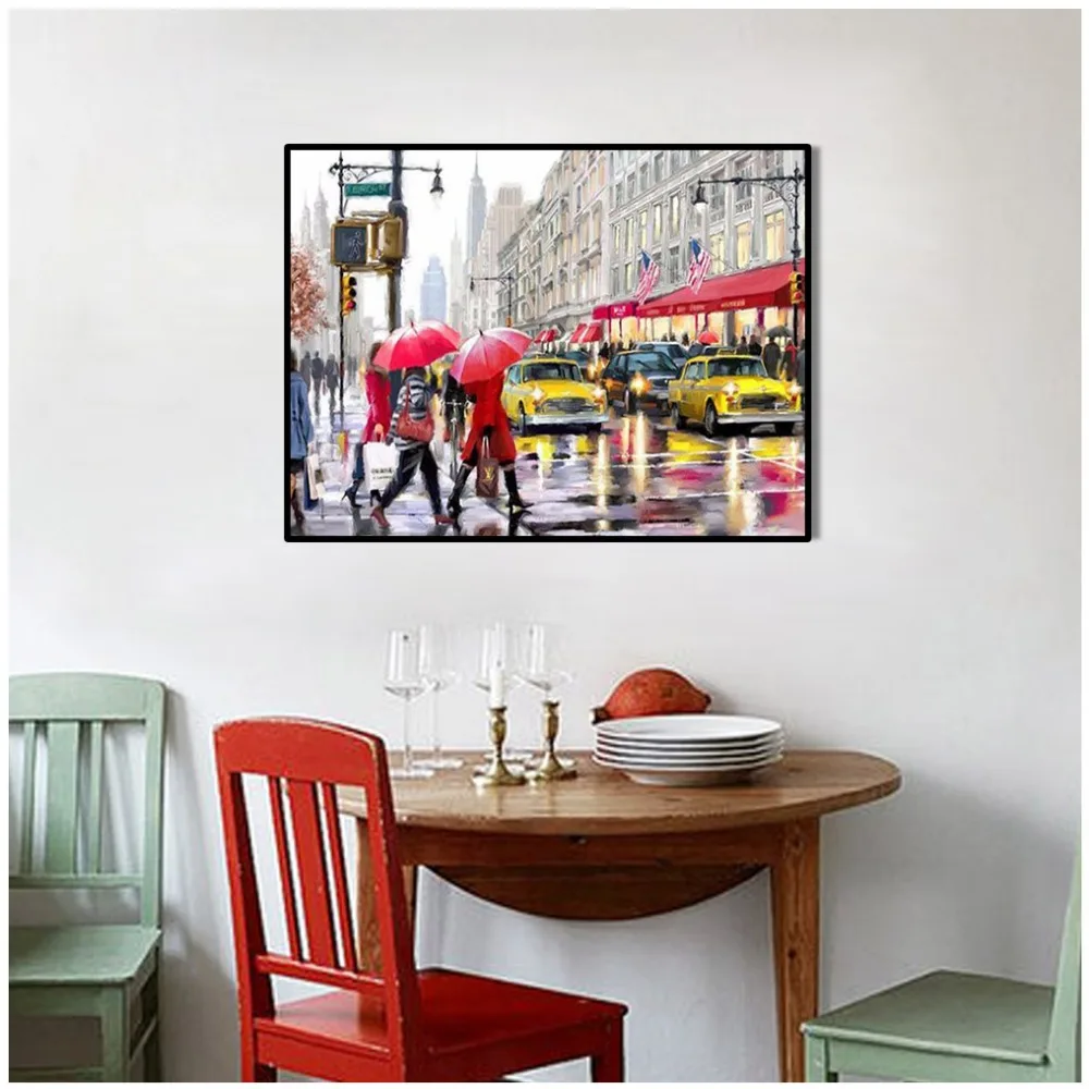 Скандинавская современная городская живопись пейзаж расписанный вручную плакат