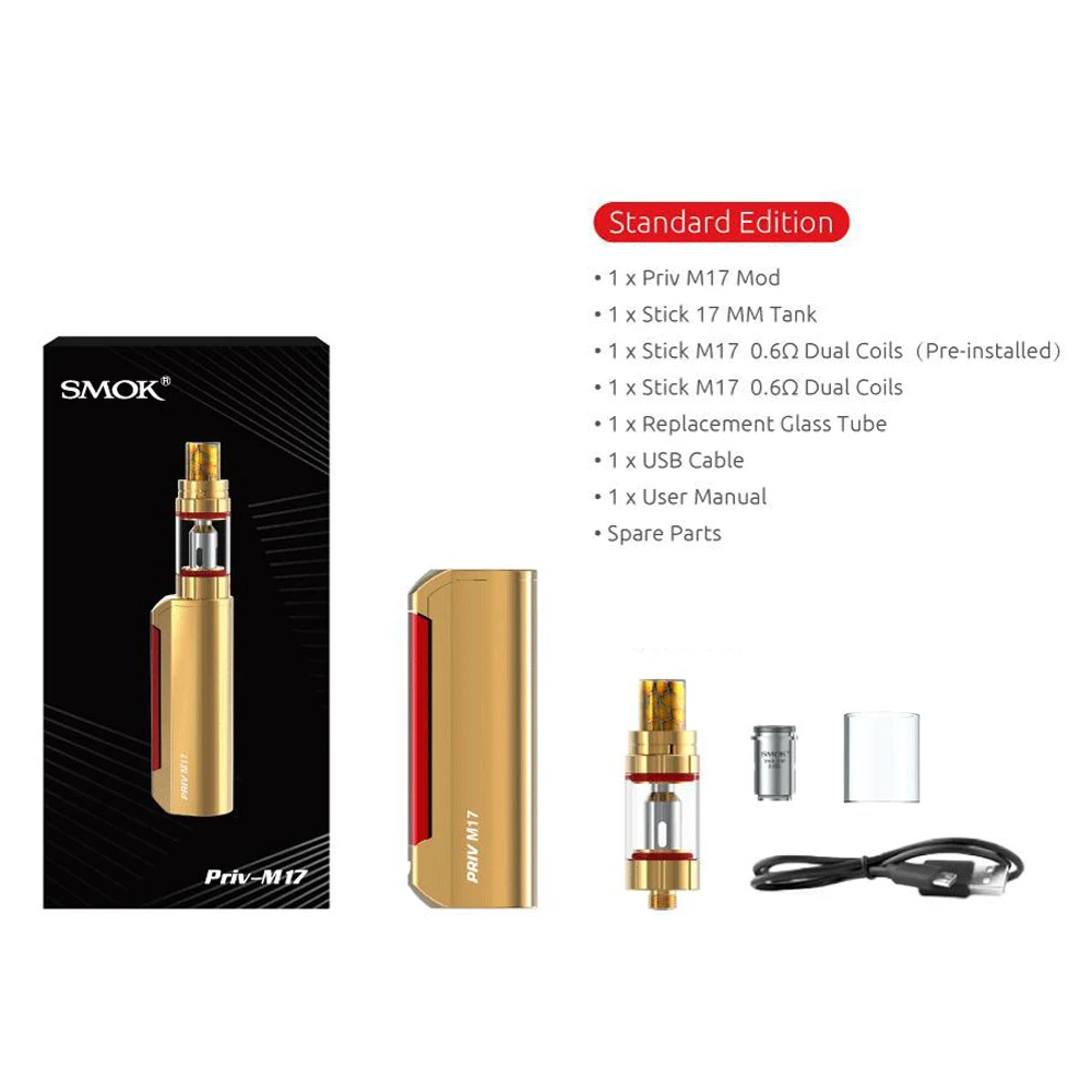 Vape Smok Priv M17 комплект 60 Вт PrivM17 MOD с 2 мл придерживаться 17 мм испаритель 1200 мАч