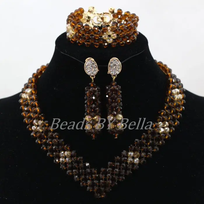 Новинка 2017 умный Свадебный комплект ювелирных изделий из африканских бусин с