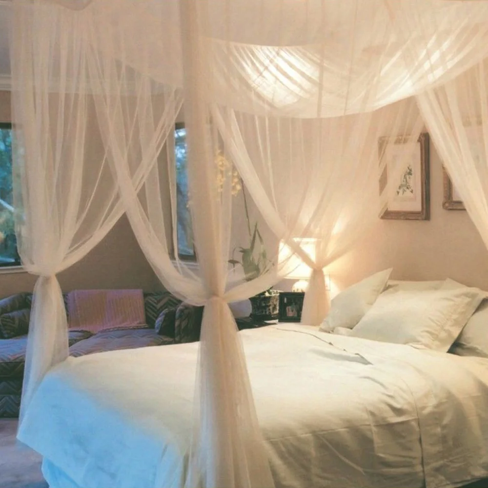 2018 элегантный 4 Угловая Кровать Навес Москитная сетка Полный размер полиэстер