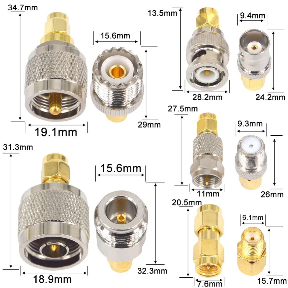 SMA папа BNC N F UHF Тип комплекты разъемов RF адаптер 10 тип
