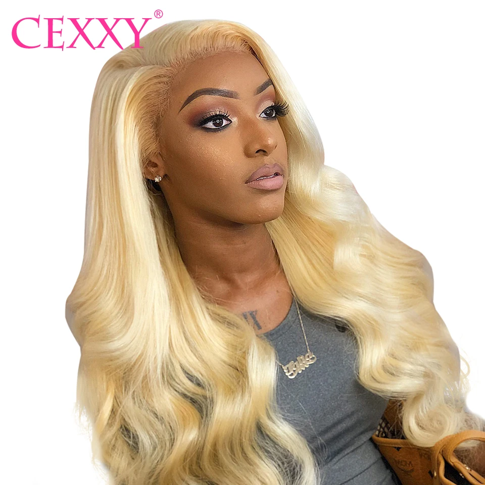 CEXXY волосы #613 блондинка прозрачный кружево Искусственные парики 180% Плотность