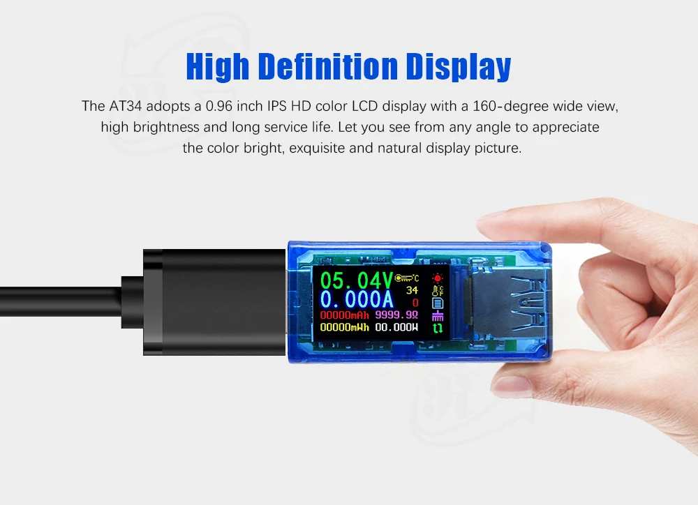 AT34 USB 3,0 цветной ЖК-Вольтметр Амперметр измеритель напряжения тока мультиметр Зарядка батареи банк питания USB Тестер