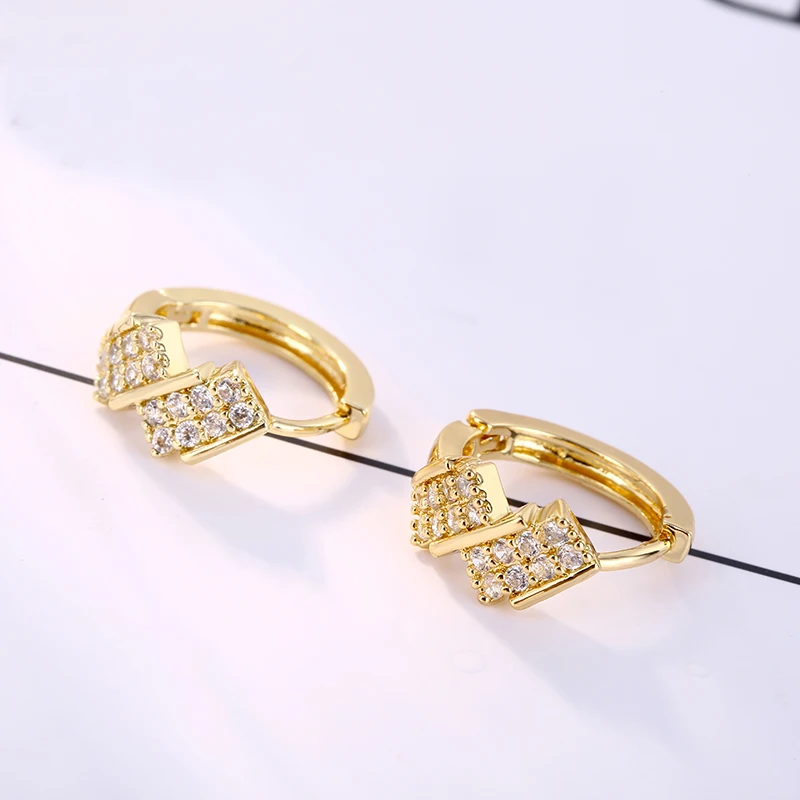 Женские серьги-кольца с фианитами FYM 3 цвета | Украшения и аксессуары