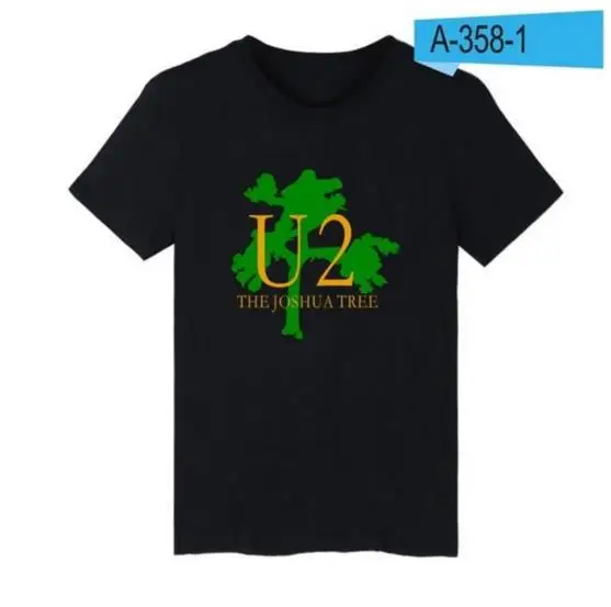 black Футболка с принтом группы U2, мужская и женская футболка с коротким рукавом, модная футболка в стиле хип-хоп, harajuku, уличная одежда, футболки, топы, брендовая одежда - Цвет: black