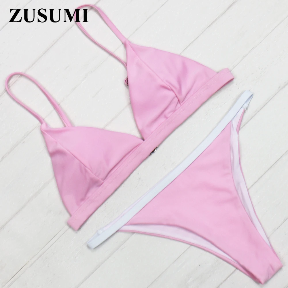 Zusumi Strappy пляж ванный Комплект женщина комплект бикини 2018 сексуальные купальники