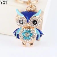 blue owl bird crystal charm purse handbag car key ring chain party wedding birthday creative gift