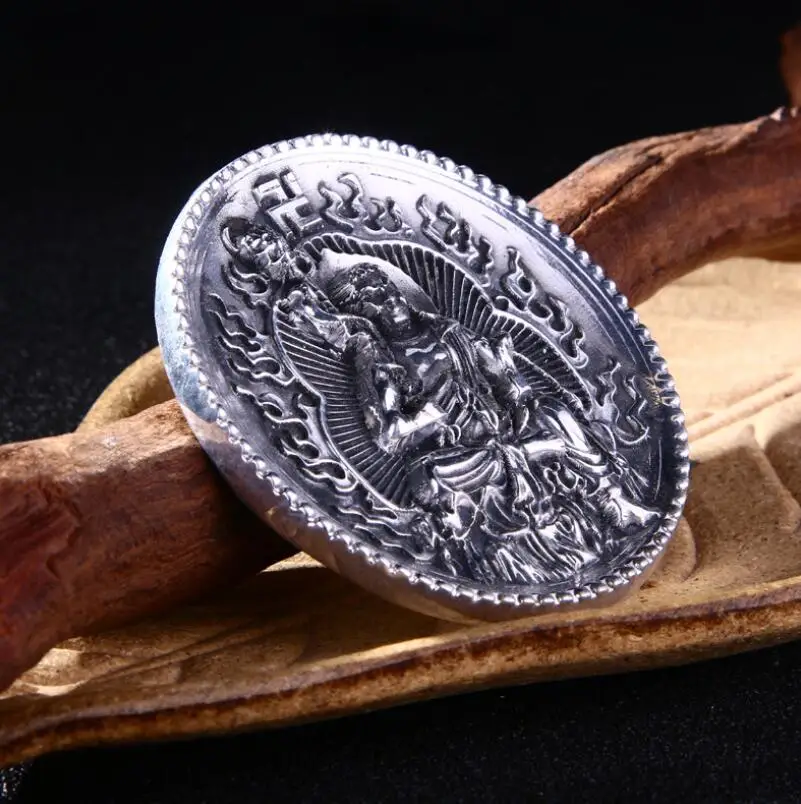 999 серебряный буддийский ювелирный круглый ремень пряжка| |