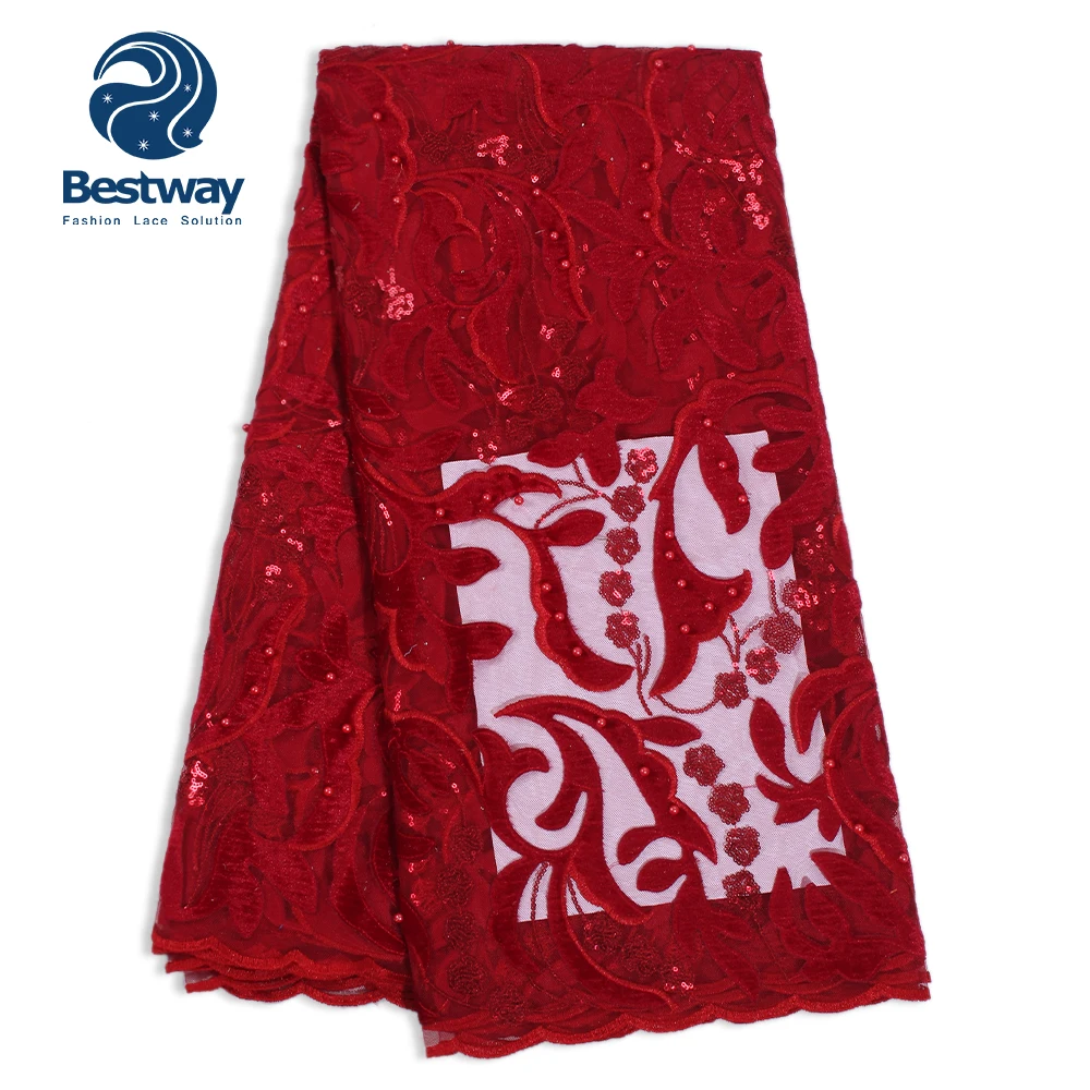 Бархатные блестки Bestway французская Тюлевая ткань кружевные вышитые бусины