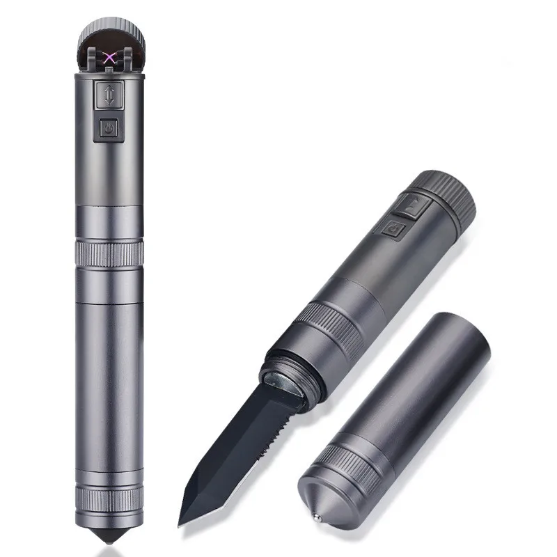 Креативные многофункциональные USB двойные дуговые зажигалки с ножом молоток