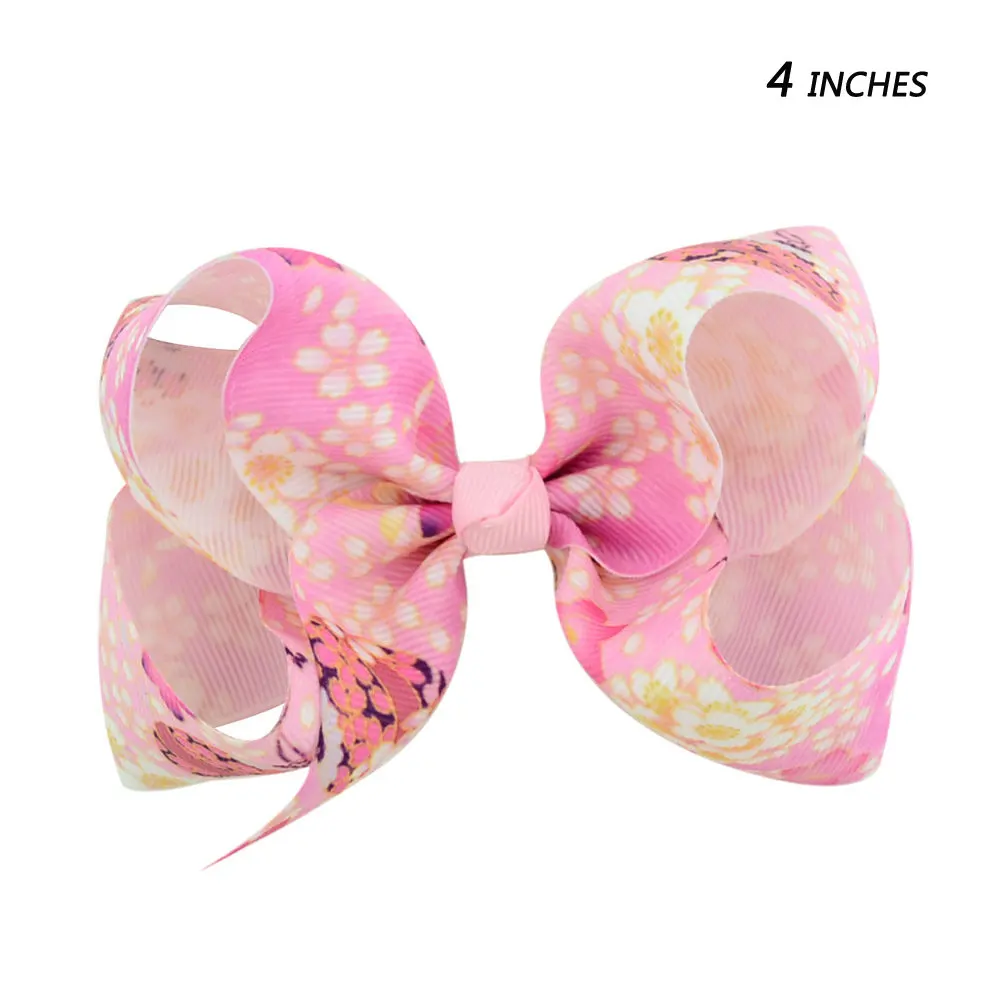 style 3 dark pink Ruoshui 4 ''/8" Детские бантики для волос напечатанные заколки ПУ блестящие заколки для волос Цветочные Шпильки волос ручной работы девушки Бохо аксессуары для волос - Цвет: style 3 dark pink